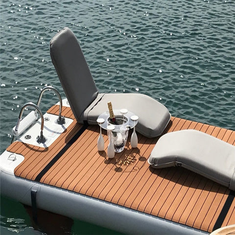 FUNWORLD Inflatable Floating Docks Yacht Mat  Water Platform For Lake