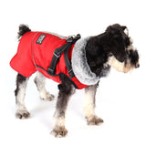 Large Dog Clothes with Harness Winter Warm Fur Collar Waterproof