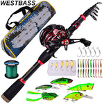 WESTBASS 2.1m Fishing Rod And Reel Combo Telescopic Portable Ultralight Rod