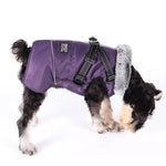 Large Dog Clothes with Harness Winter Warm Fur Collar Waterproof