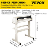 VEVOR 28 / 34 Inch Vinyl Cutter Plotter Sign Cutting Machine with 20 Blades