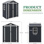 6x4.4ft Outdoor Resin Storage Shed with Reinforced Floor for Storing Gardening Tools