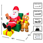 Merry Christmas Tree Arch Santa Claus Sleigh Inflatable Decoration Home Outdoor With LED Light