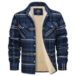 Plaid Flannel Shirt Fleece Jacket Mens Casual Cotton Jackets