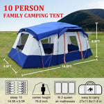 10 Person Tent Waterproof Multi Room Large Family Camping Tents with Skylight