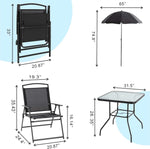 6 Piece Patio Dining Set with Umbrella Outdoor Garden Set