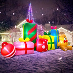 Merry Christmas Tree Arch Santa Claus Sleigh Inflatable Decoration Home Outdoor With LED Light