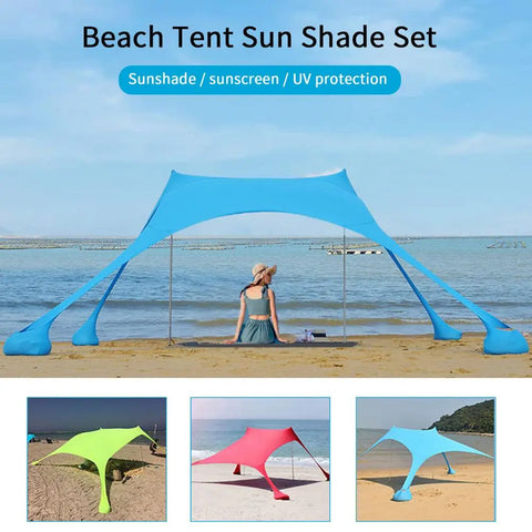 Large Portable Windproof Beach Tent, Pop Up Shade Canopy