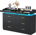 Modern Dresser 9 Drawer with LED Light Wide Drawer Organizer Cabinet for Bedroom Living Room