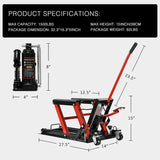 US Motorcycle Jack Bike Scissor Floor 9" Wide Deck Hoist Lift Stand 1100Lb