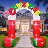 Merry Christmas Tree Arch Santa Claus Sleigh Inflatable Decoration Home Outdoor With LED Light