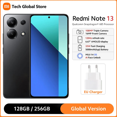 Global Version Xiaomi Redmi Note 13 8GB 256GB Smartphone Snapdragon 685 6.67"