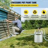 VEVOR 10L / 2.5 Gallon Pressure Paint Pot Sprayer Tank with Spray Gun & hose