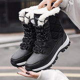 TUINANLE Ankle Boots Women Winter Shoes Keep Warm Non-slip Black Snow Boots