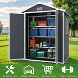 6x4.4ft Outdoor Resin Storage Shed with Reinforced Floor for Storing Gardening Tools