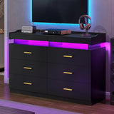 Modern Dresser 9 Drawer with LED Light Wide Drawer Organizer Cabinet for Bedroom Living Room