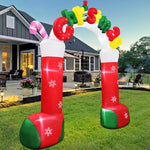 Merry Christmas Tree Arch Santa Claus Sleigh Inflatable Decoration Home Outdoor With LED Light