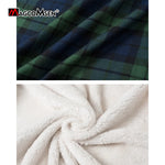 Plaid Flannel Shirt Fleece Jacket Mens Casual Cotton Jackets