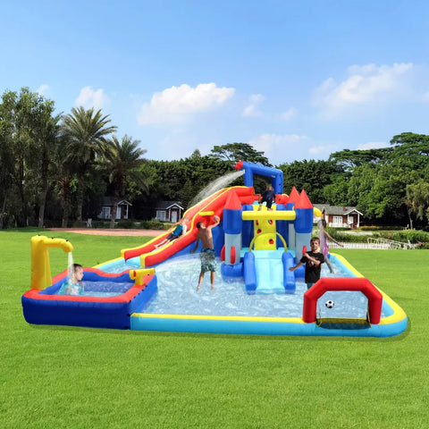 7 in1 Inflatable slide water park trampoline bouncing garden w/ splash pool&water