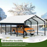 12X20 FT Carport, Heavy Duty Carport Canopy with Galvanized Steel Roof and Frame