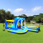 7 in1 Inflatable slide water park trampoline bouncing garden w/ splash pool&water