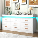 Modern Dresser 9 Drawer with LED Light Wide Drawer Organizer Cabinet for Bedroom Living Room