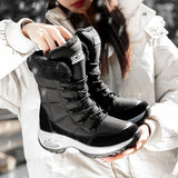 Moipheng Women Boots Winter Keep Warm Quality Mid-Calf Snow Boots Ladies