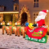 Merry Christmas Tree Arch Santa Claus Sleigh Inflatable Decoration Home Outdoor With LED Light