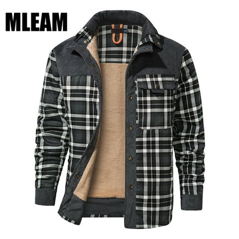 Winter Men's Shirt Jacket Large Size Cotton Coat Men's Long-sleeved Plush