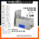 VEVOR 1.3L 2L 3L 6L 10L 15L 22L 30L Ultrasonic Cleaner Lave-Dishes Portable Washing Machine