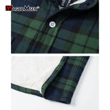 Plaid Flannel Shirt Fleece Jacket Mens Casual Cotton Jackets
