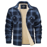 Plaid Flannel Shirt Fleece Jacket Mens Casual Cotton Jackets