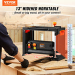 VEVOR Electric Thickness Planer Benchtop 13inch Wood Planer with Three Blades