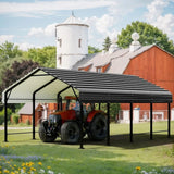 12X20 FT Carport, Heavy Duty Carport Canopy with Galvanized Steel Roof and Frame