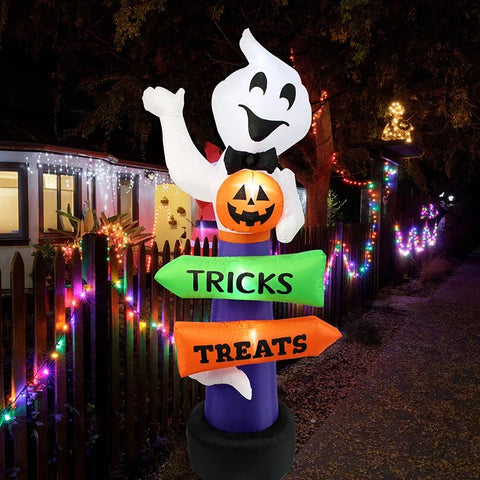 Inflatable Halloween Ghost Pumpkin Road Sign Elf Holiday Party Garden Decoration