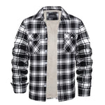 Plaid Flannel Shirt Fleece Jacket Mens Casual Cotton Jackets