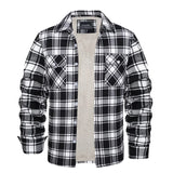 Plaid Flannel Shirt Fleece Jacket Mens Casual Cotton Jackets