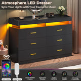 Modern Dresser 9 Drawer with LED Light Wide Drawer Organizer Cabinet for Bedroom Living Room