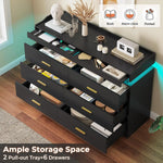 Modern Dresser 9 Drawer with LED Light Wide Drawer Organizer Cabinet for Bedroom Living Room