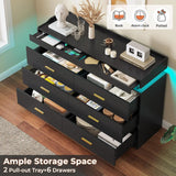 Modern Dresser 9 Drawer with LED Light Wide Drawer Organizer Cabinet for Bedroom Living Room