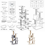 Multi-layer Cat Tree House With Swing Hammock Cat Climbing Tower