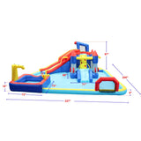 7 in1 Inflatable slide water park trampoline bouncing garden w/ splash pool&water