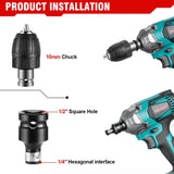 12Pcs Kit Drill Chuck Drive Adapter Set Electric Impact Wrench Hexs Socket Adapter