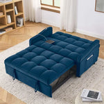 3 in 1 Sleeper Sofa Couch Bed with USB & Type C Port 52" Small Modern Convertible Tufted Velvet Loveseat