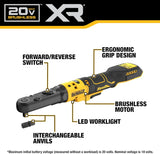 DEWALT 20V MAX XR Cordless Ratchet 3/8" and 1/2"