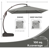 Grand patio 10x10 FT Patio Offset Umbrella Large Square Aluminum Cantilever Umbrella