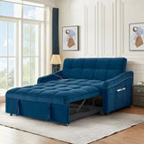 3 in 1 Sleeper Sofa Couch Bed with USB & Type C Port 52" Small Modern Convertible Tufted Velvet Loveseat