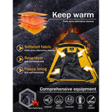 Men's Hooded Fleece Ski Jacket Waterproof Thermal Thick Warm Parka