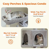 Multi-Level Cat Tree with Scratching Posts Cozy Condo Hammock Large Top Perch