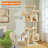 Multi-Level Cat Tree with Scratching Posts Cozy Condo Hammock Large Top Perch